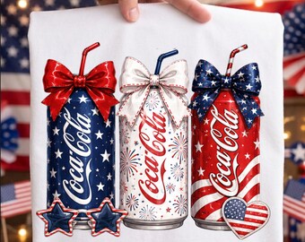 Coca-Cola PNG del 4 de julio, bebida patriótica de verano por sublimación, día de la independencia, bebida patriótica PNG, rojo, blanco y azul PNG (descarga digital)