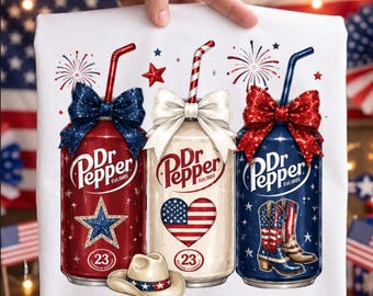 Dr Pepper patriótico PNG, bebida patriótica PNG, rojo blanco azul PNG, diseño de camiseta de mujer, gráfico del 4 de julio, chica americana, verano americano