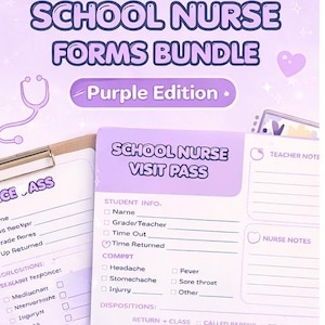 Skolsköterskeblanketter Bundle | Utskrivbart lila sjuksköterskekit (digital nedladdning)