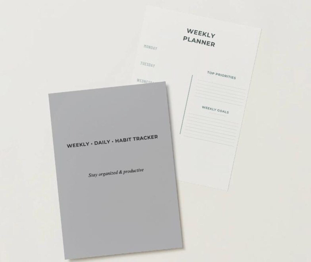 Minimalist Weekly Planner Printable, Habit Tracker PDF, Daily Planner ...