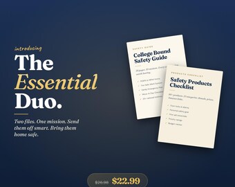Paquete de seguridad universitaria para padres / Guía de seguridad + Lista de verificación de productos / Formularios FERPA/HIPAA / Regalo para madres universitarias / Día de la mudanza / Descarga digital