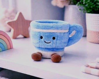 Pluszowa zabawka Blue Teacup: inspirowana Jellycat, miękka, pluszowa zabawka-towarzysz