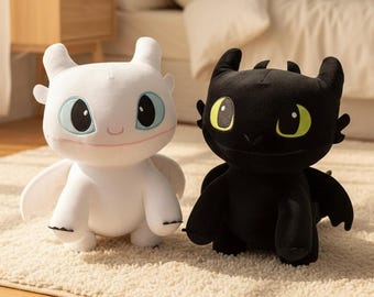 Toothless Light Fury Plush Set – How to Train Dragon Stuffed Toy, Cotton Pillow