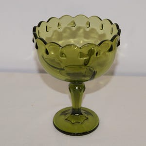 Teardrop Pedestal Bowl - Indiana Glass - Avocado