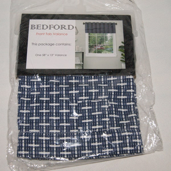 Elegant Tab Valance - 58" x 13" - Navy White - Sealed Package