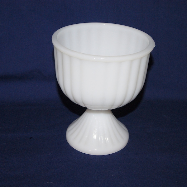 6 3/4" White Milk Glass Pedestal Vase - Compote - Candy Dish