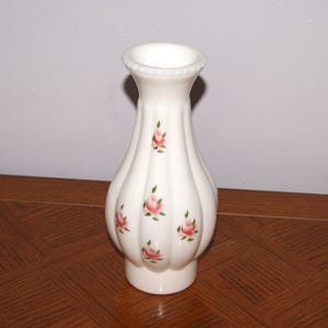 Vintage Milk Glass Hurricane Lamp Shade - Replacement Only - Painted Pink Rosebud Deisgn