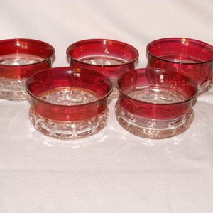 Berry Bowls - Set of 5 - Kings Crown Ruby Red - Thumbprint