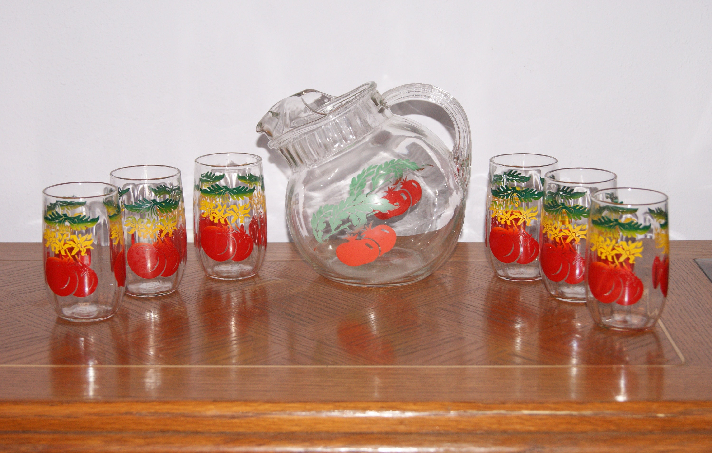 Vintage Small Glass Tomato Juice Pitcher - Ruby Lane