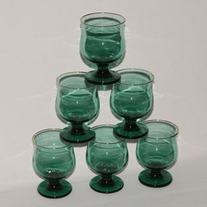 6 Libbey Juniper Pedestal Sherbert Dessert Goblets - Footed Glasses - Solid Gold Rims
