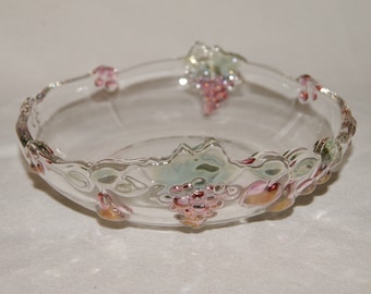 Mikasa Clear Glass Cereal Salad Bowl Golden Harvest - Embossed Iridescent Fruit