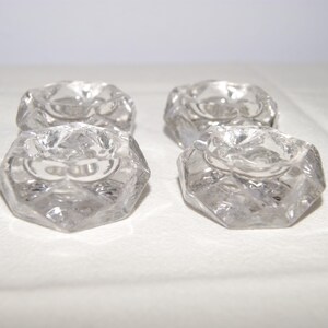 Set of 4 Salt Cellars - Vintage Hexagon Glass Salt Dippers