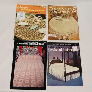 4 - Bedspreads and Tablecloths Crochet Pattern Books - Coats Clark - Lily - Etc