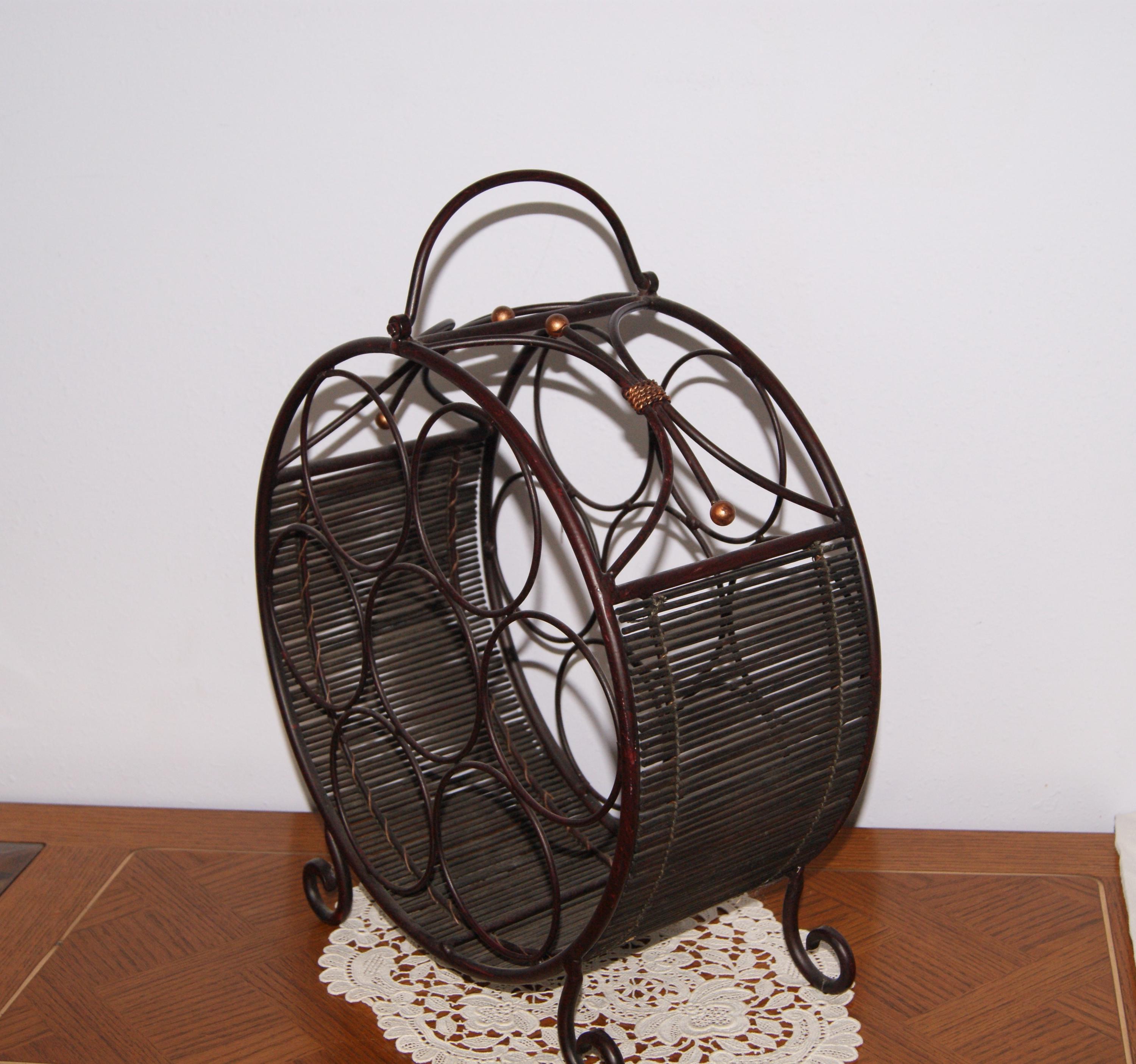 Wine or Liquor Bottle Rack - Vintage Wrought Iron - Holds 7 Bottles