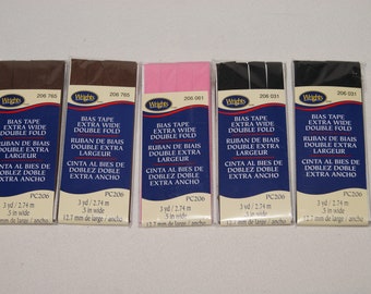 Lot of 5 Wright's Bias Tape Extra Wide Double Fold - Sealed