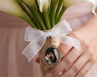 Bouquet Photo Charm - Silver Bouquet Photo Charm Rose Gold- Bouquet Photo Charm Gold- Bouquet Picture Pin - Bouquet Remembrance Charm- Bride