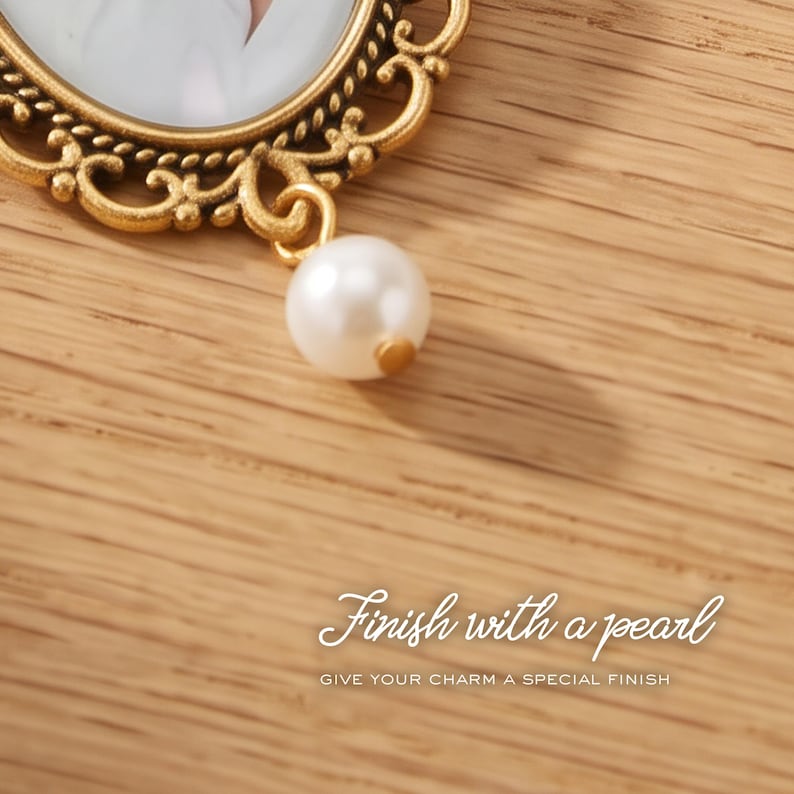 Bouquet Photo Charm - Silver Bouquet Photo Charm Rose Gold- Bouquet Photo Charm Gold- Bouquet Picture Pin - Bouquet Remembrance Charm- Bride image 11