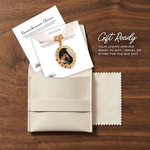 Bouquet Photo Charm - Silver Bouquet Photo Charm Rose Gold- Bouquet Photo Charm Gold- Bouquet Picture Pin - Bouquet Remembrance Charm- Bride image 13