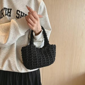 Mini cabas en coton tissé à la main, sac à main mignon avec poignée supérieure, sac simple pour tous les jours, porte-monnaie