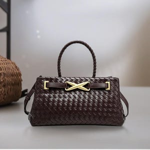 Sacoche en cuir végan tissée à la main, sac bandoulière minimaliste pour le quotidien, sac à main résistant pour le travail