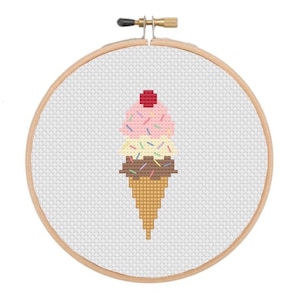 Kreuzstich Muster - Drei Kugel Eis, Sommer, DIY, Für Anfänger, Einzigartige, Moderne Stickerei, INSTANT DOWNLOAD