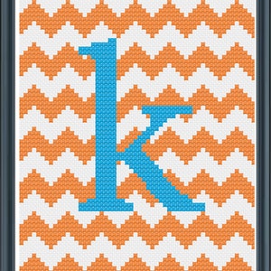 Cross Stitch Pattern Monogram Letter K Initials, Personalized Pattern, Baby Gift, Wedding Present, Modern Embroidery, INSTANT DOWNLOAD image 2