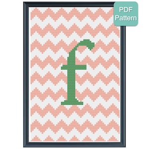 Cross Stitch Pattern - Monogram - Letter F - Initials, Personalized Pattern, Baby Gift, Wedding Present, Modern Embroidery, INSTANT DOWNLOAD