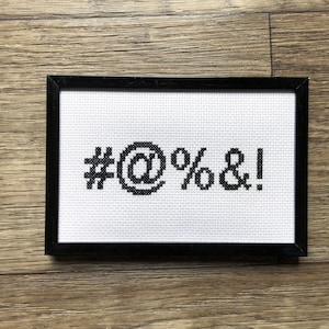 CENSORED, Completed Framed Cross Stitch, Funny Gift Idea, Unique Home Decor, Curse Word, Swearing Cross Stitch, Modern Embroidery