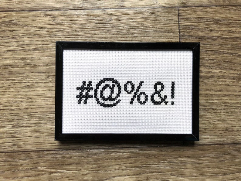 CENSORED, Completed Framed Cross Stitch, Funny Gift Idea, Unique Home Decor, Curse Word, Swearing Cross Stitch, Modern Embroidery image 1