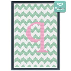 Cross Stitch Pattern - Monogram - Letter Q - Initials, Personalized Pattern, Baby Gift, Wedding Present, Modern Embroidery, INSTANT DOWNLOAD