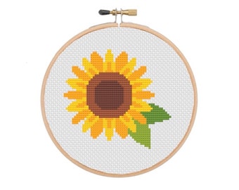 Modèle de point de croix - Tournesol, motif de fleurs, nature, été, bricolage, pour débutants, broderie unique, moderne, TÉLÉCHARGEMENT IMMÉDIAT