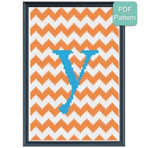 Cross Stitch Pattern - Monogram - Letter Y - Initials, Personalized Pattern, Baby Gift, Wedding Present, Modern Embroidery, INSTANT DOWNLOAD
