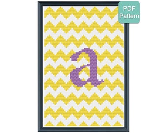 Cross Stitch Pattern - Monogram - Letter A - Initials, Personalized Pattern, Baby Gift, Wedding Present, Modern Embroidery, INSTANT DOWNLOAD