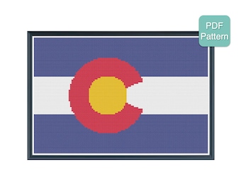 Patrón de punto de cruz: bandera de Colorado, orgullo estatal, ciudad a una milla de altura, decoración única para el hogar, idea de regalo para hacer uno mismo, bordado moderno, DESCARGA INSTANTÁNEA