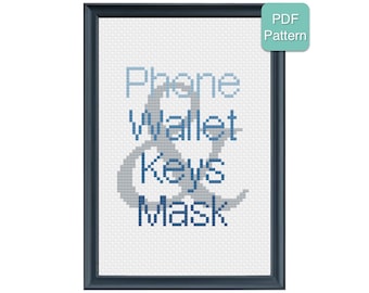 Cross Stitch Pattern - Phone Wallet Keys Mask, Funny Gift Idea, DIY Craft, Unique Home Decor, INSTANT DOWNLOAD