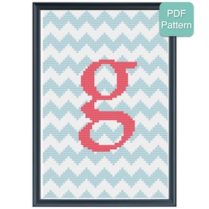 Cross Stitch Pattern - Monogram - Letter G - Initials, Personalized Pattern, Baby Gift, Wedding Present, Modern Embroidery, INSTANT DOWNLOAD