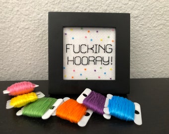 Cross Stitch Pattern - Fucking Hooray, My Favorite Murder, Murderino, Funny Gift, Curse Word, Swearing, Modern Embroidery, INSTANT DOWNLOAD