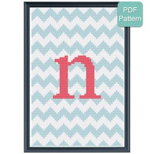 Cross Stitch Pattern - Monogram - Letter N - Initials, Personalized Pattern, Baby Gift, Wedding Present, Modern Embroidery, INSTANT DOWNLOAD