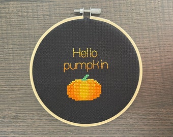 Cross Stitch Pattern - Hello Pumpkin, Funny Gift, Halloween, Pumpkin, Autumn Decor, DIY Craft, Unique, Modern Embroidery, INSTANT DOWNLOAD