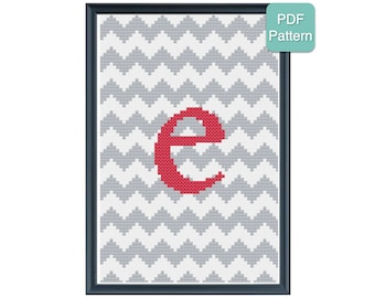 Cross Stitch Pattern - Monogram - Letter E - Initials, Personalized Pattern, Baby Gift, Wedding Present, Modern Embroidery, INSTANT DOWNLOAD