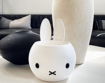 XL Kaninchen Pflanzgefäß, Miffy inspiriert Pflanztopf, Minimalistischer Häschen Behälter, moderne Dekoration, Kinderzimmer Geschenk, dekorativer Akzent