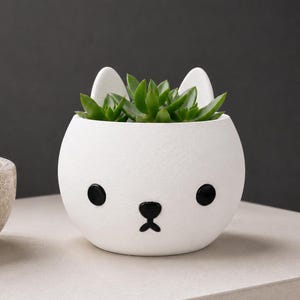 Kitty Planter, Minimalist Cat Succulent Pot, Pencil Holder, Desk Organizer, Modern Plant Container, Cute Kitten Decor