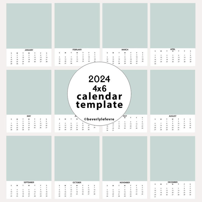 2024 4x6 Calendar Template Digital File Art Photography Etsy