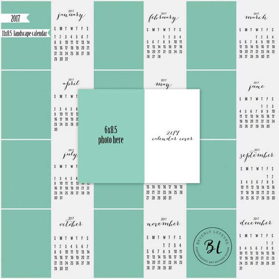 Items similar to 2017, 11x8.5, landscape, calendar, calendar template ...