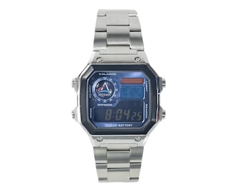 Custom Royale mod "PioneerV2" modifizierte Uhr, Basis auf Casio AE1200,316L Edelstahlgehäuse und soliden Uhrenarmbändern, Monduhr