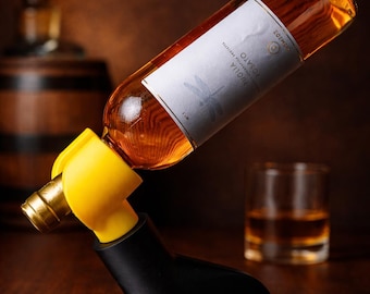 Support bouteille lévitation – Porte bouteille design 3D – Cadeau original – Décoration bar – Impression 3D artisanale