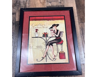 Home Interiors Estella's Fashion Wear Framed Art Print 13x16 Vintage 2005 Chic