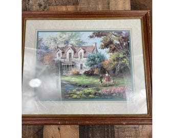 Lee K Parkinson Stuga Landskap Konsttryck Inramad Passepartout Flickor Leker 22,5x18