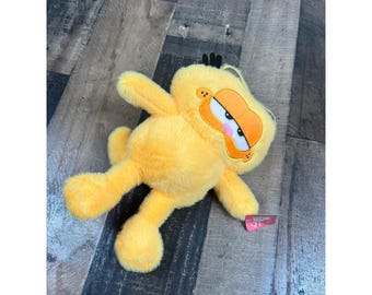 Garfield Inspired Yellow Plush Toy Fuzzy Stuffed Animal Bored Expression New