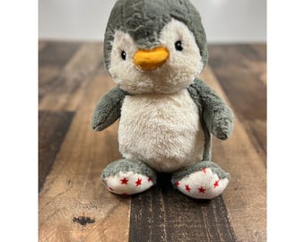 Cloud B Dreamy Huggin Penguin Plush Grey White Stuffed Animal Red Stars Feet